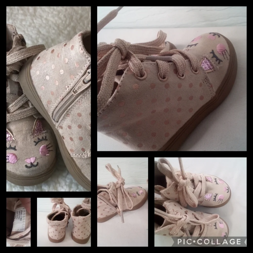 Pink kitten baby girl shoes